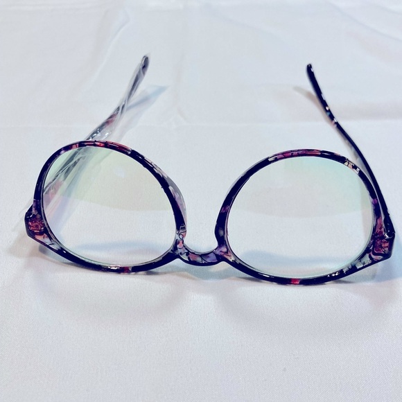 Computer Blue Light Blocking Pink Multi-Floral Clear Lens Eyewear Glasses - Picture 5 of 5